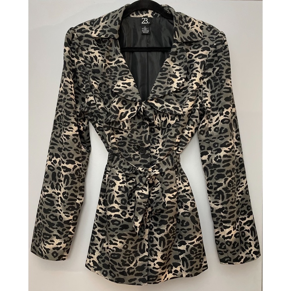 23RD ST Animal Print Trench Coat Sz. L